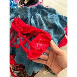 Frankies Bikinis & Mixed Designer Swimwear Women Small Red Blue Leopard Tie Dye